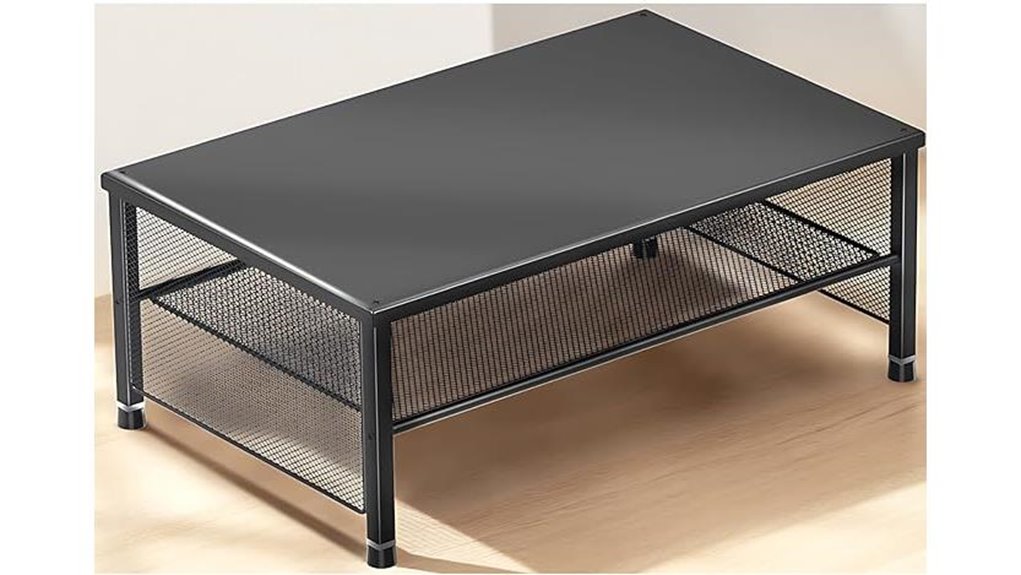 two tier black monitor riser
