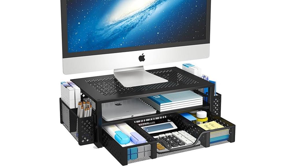 two tier metal monitor drawer