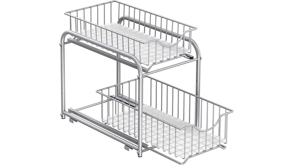 two tier pull out cabinet organizer