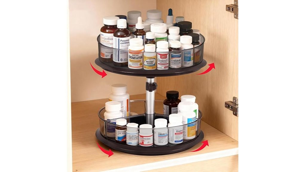 two tier turntable medicine organizer