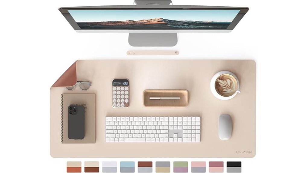two tone faux leather desk mat