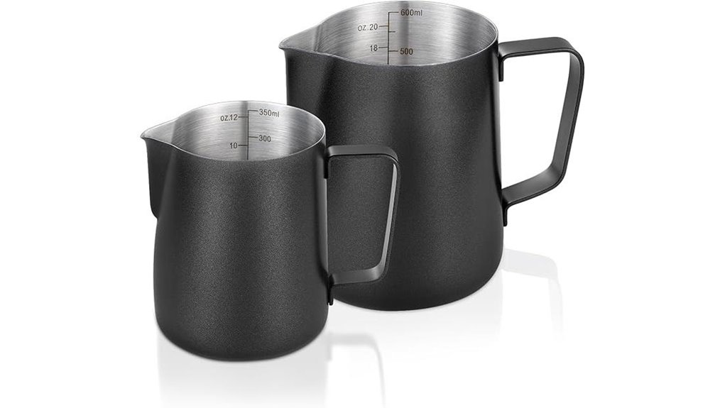 two tone matte black milk pitchers