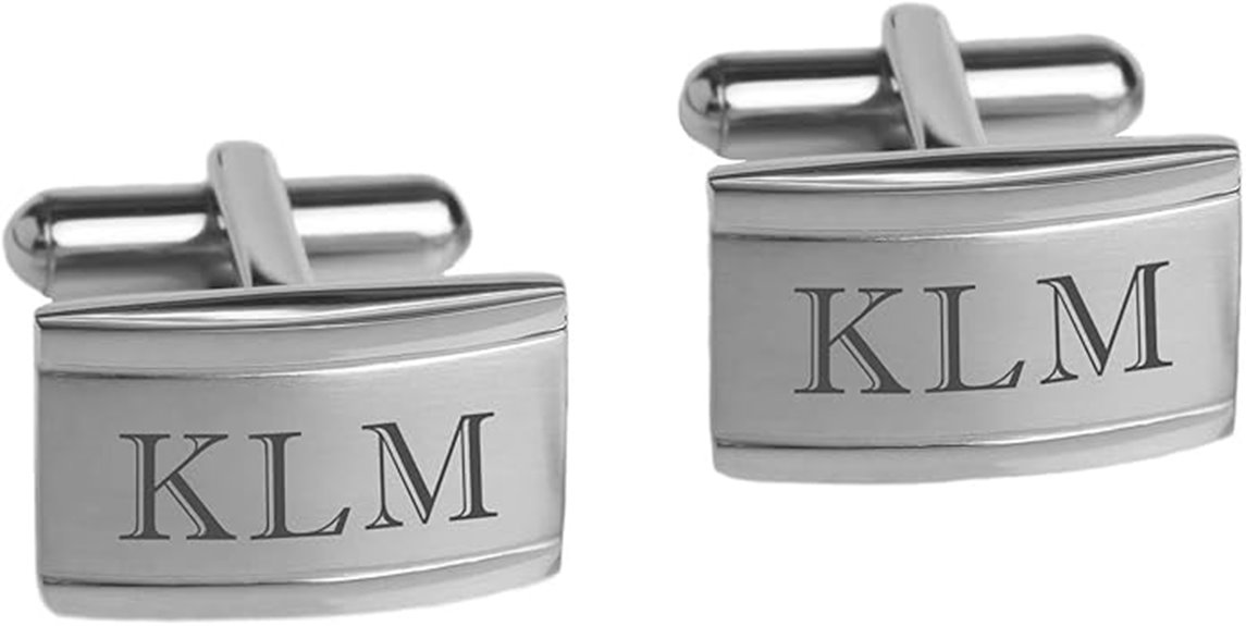two tone silver cufflinks engraving