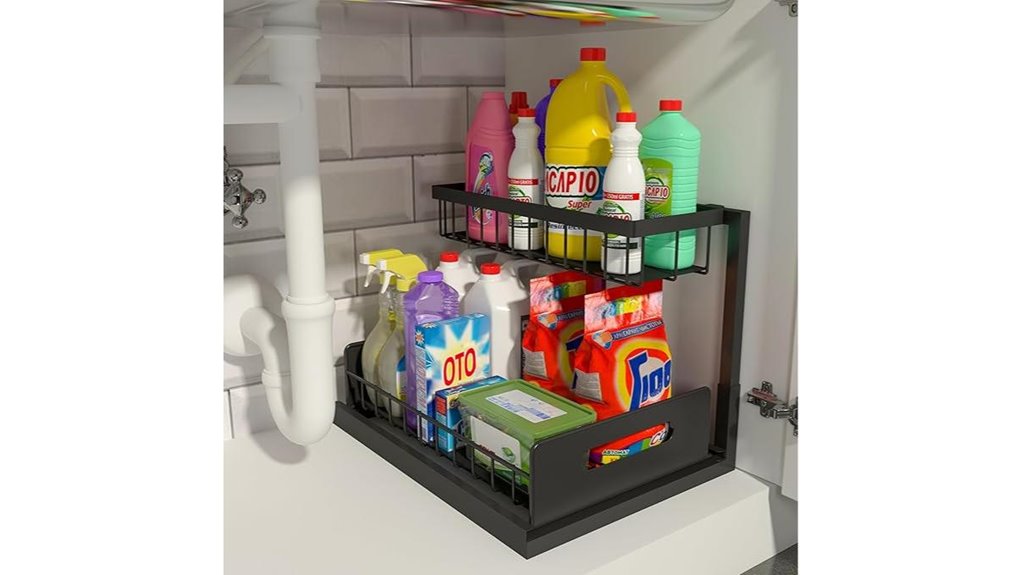 under sink organizer with pull out shelf