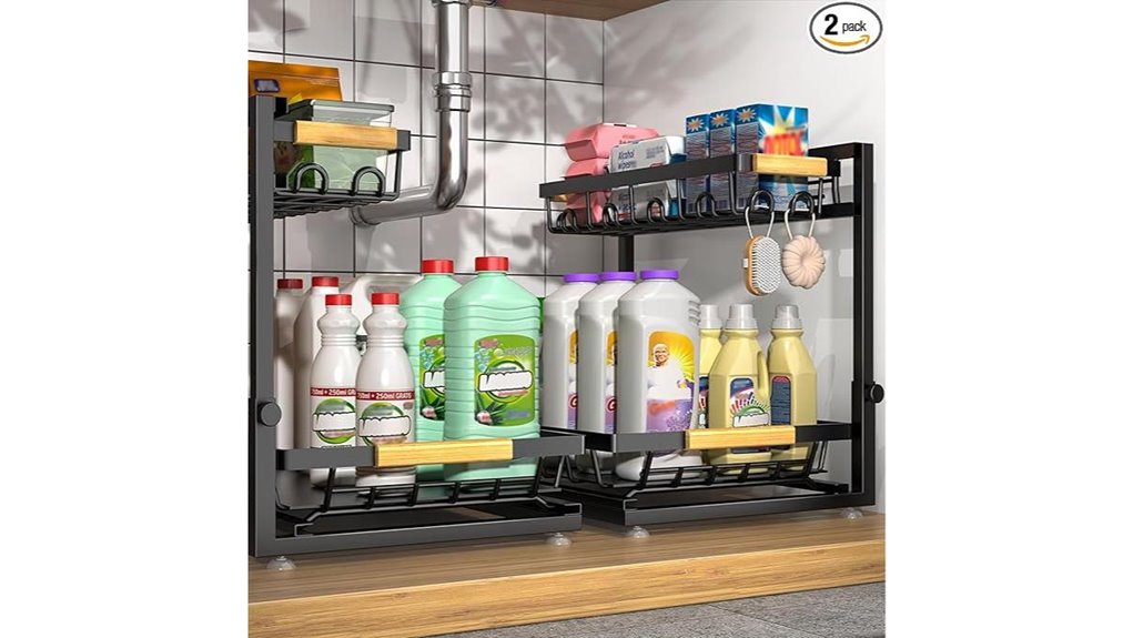 under sink two tier organizer black