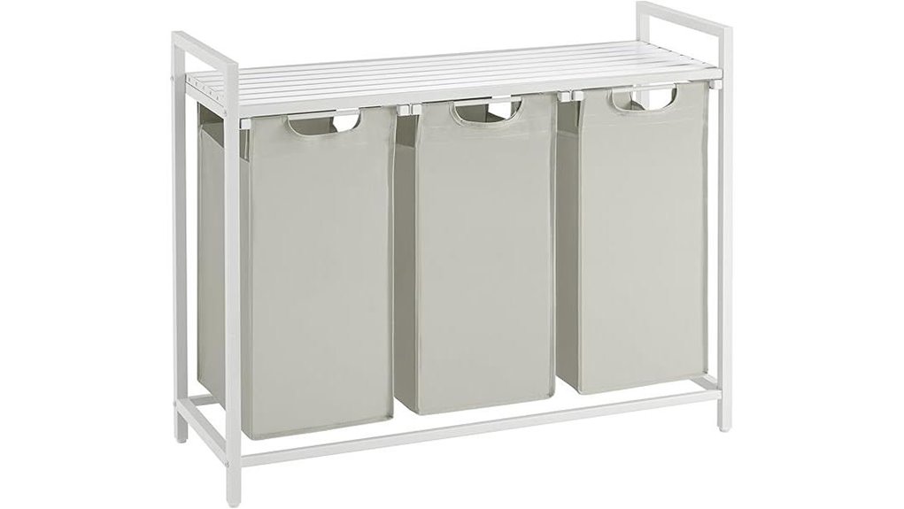 vasagle metal 3 bin hamper