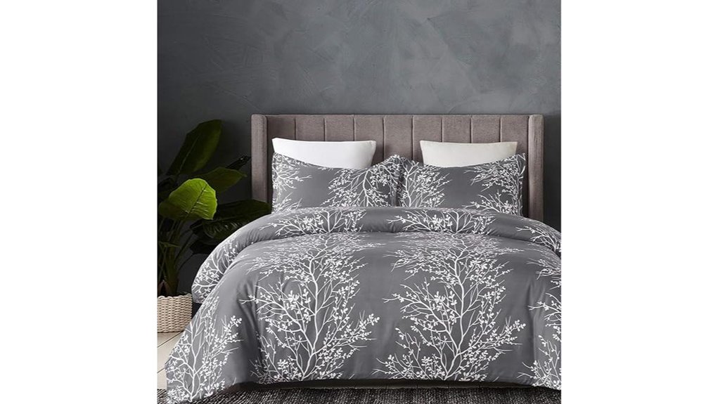 vaulia queen duvet grey floral