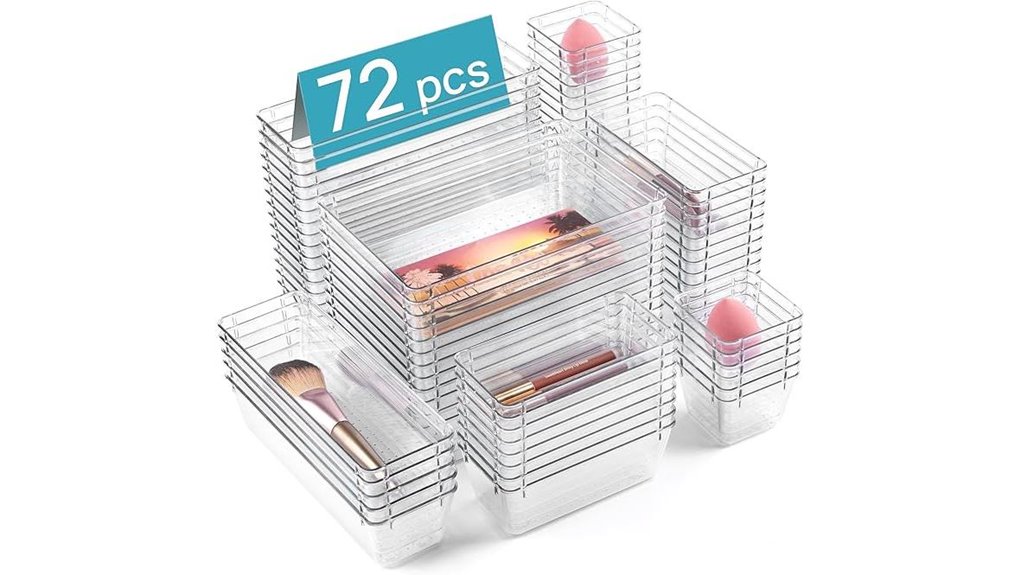 vtopmart 72 piece clear drawer organizer set