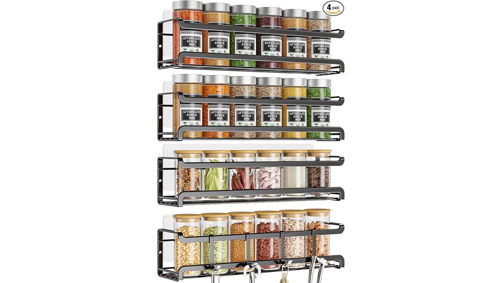 wall mounted 4 pack spice rack