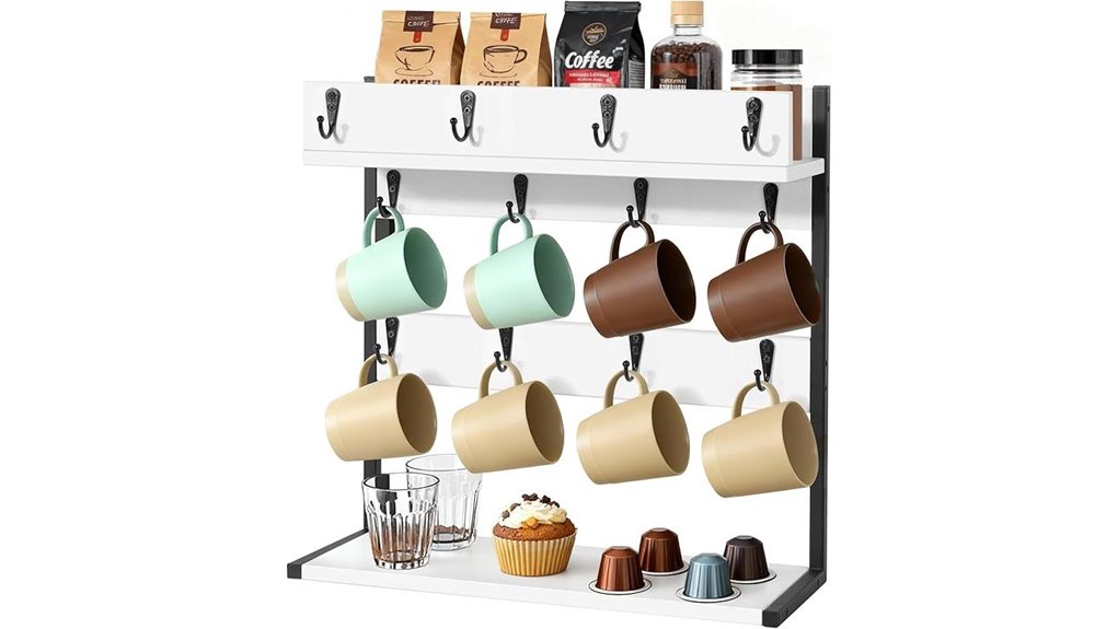 wall mounted twelve cup rack