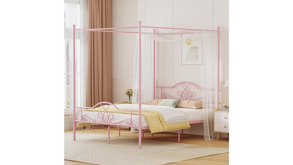 weehom pink four poster canopy bed