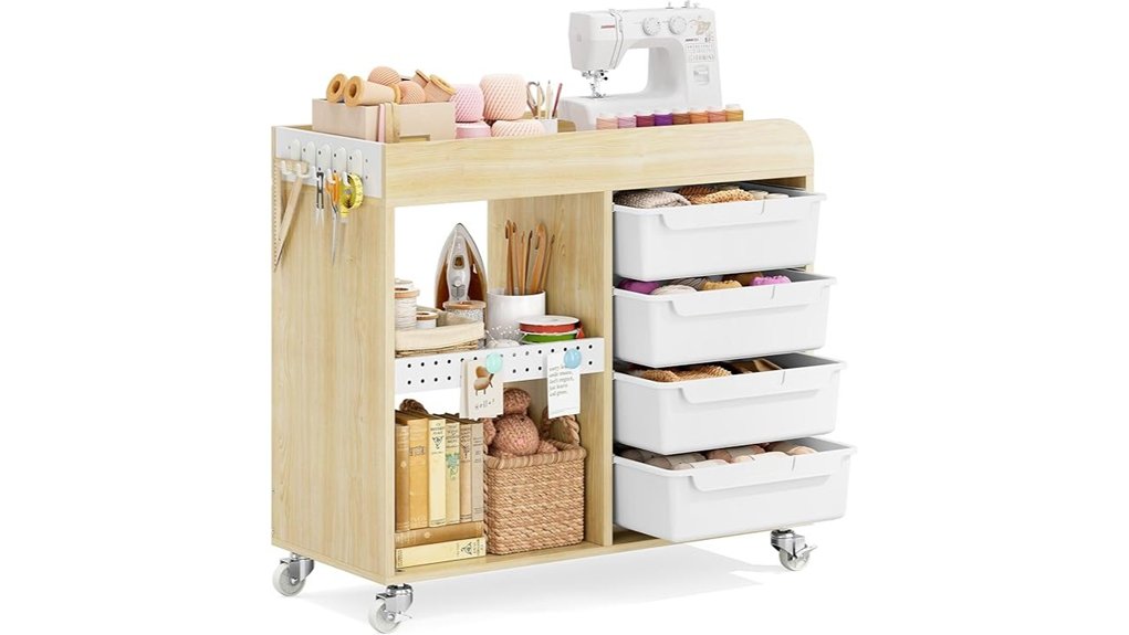 wheeled craft drawer pegboard