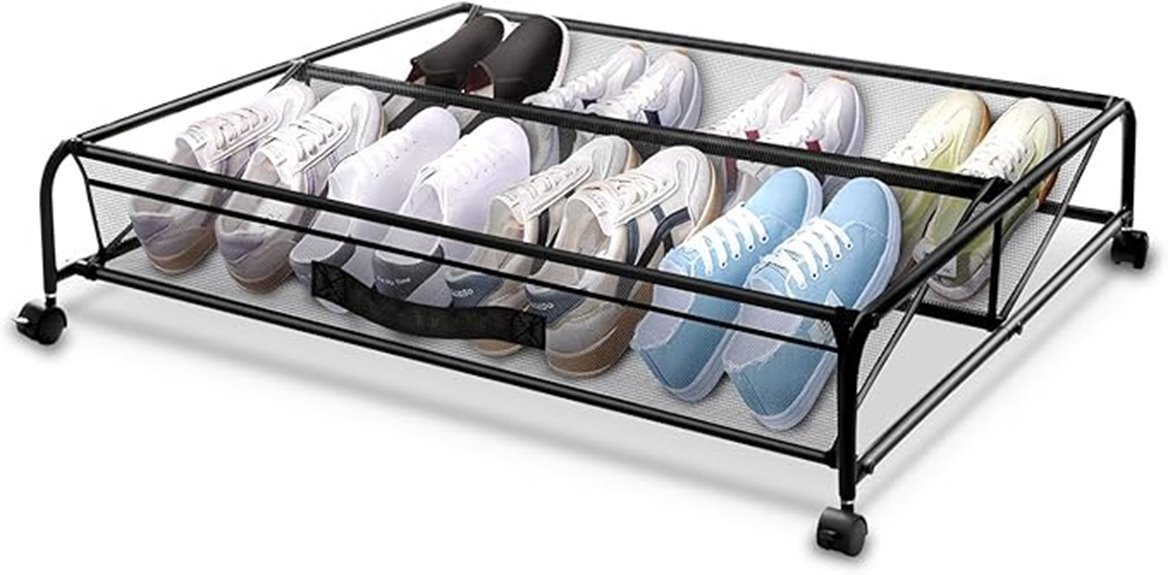wheeled under bed shoe organizer