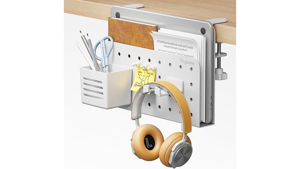 white desk side laptop clamp