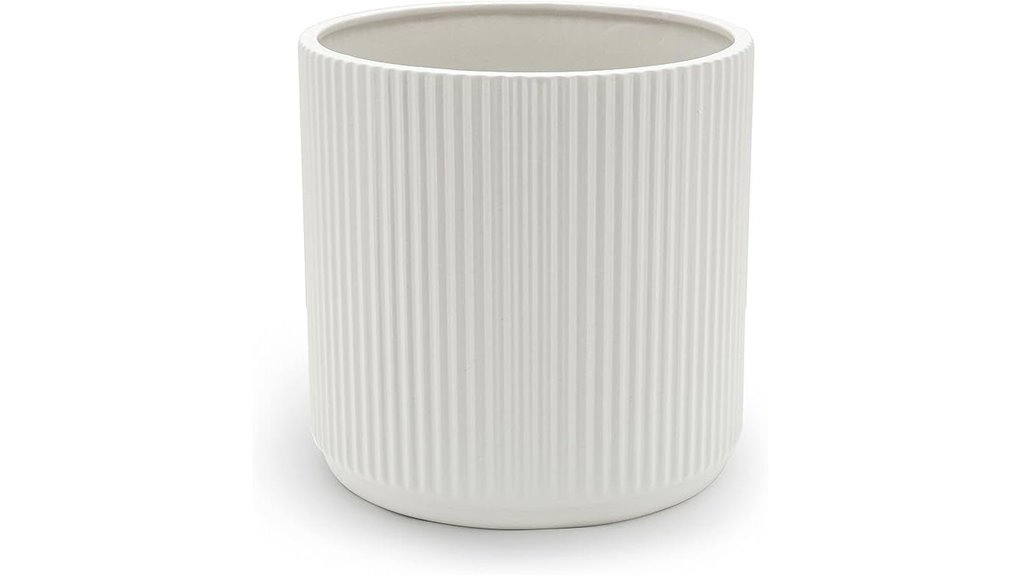 white fluted ceramic planter
