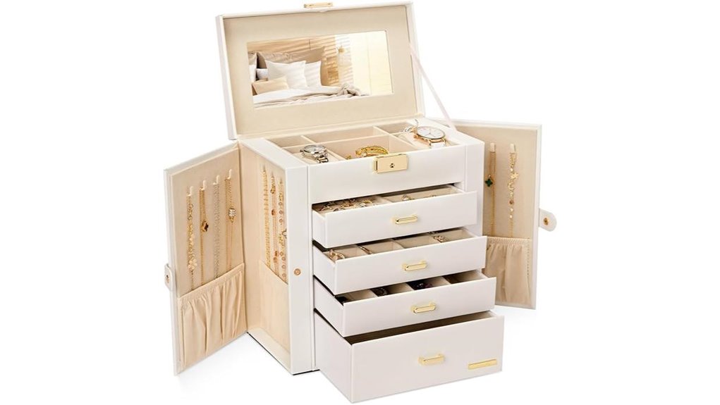 white gold leather organizer
