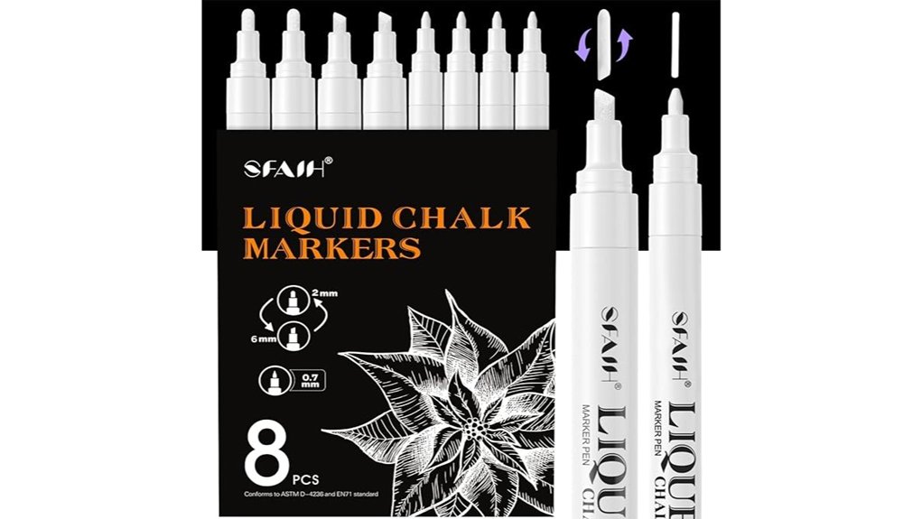 white liquid chalk markers 8 pack reversible tips