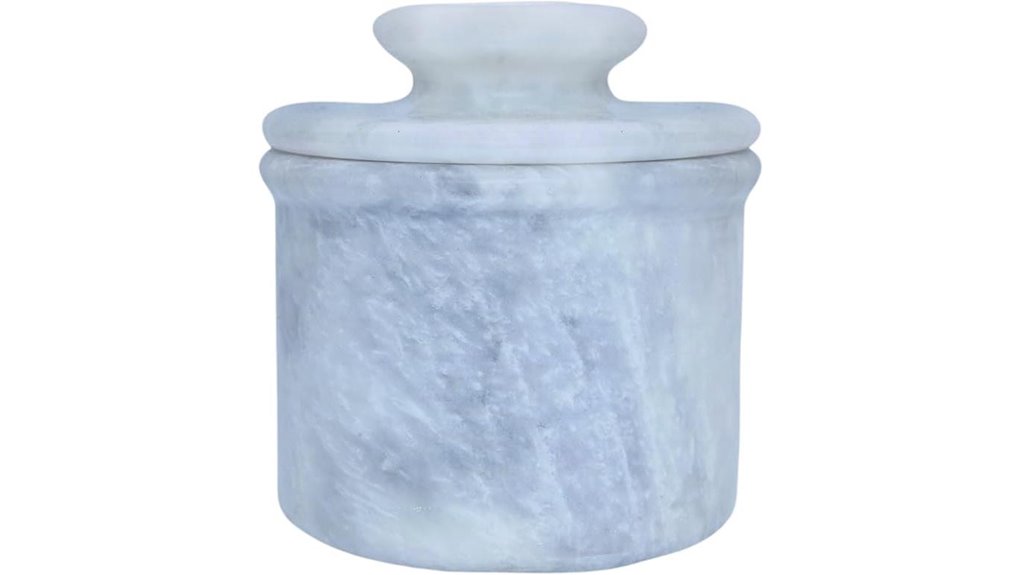 white marble butter keeper with lid