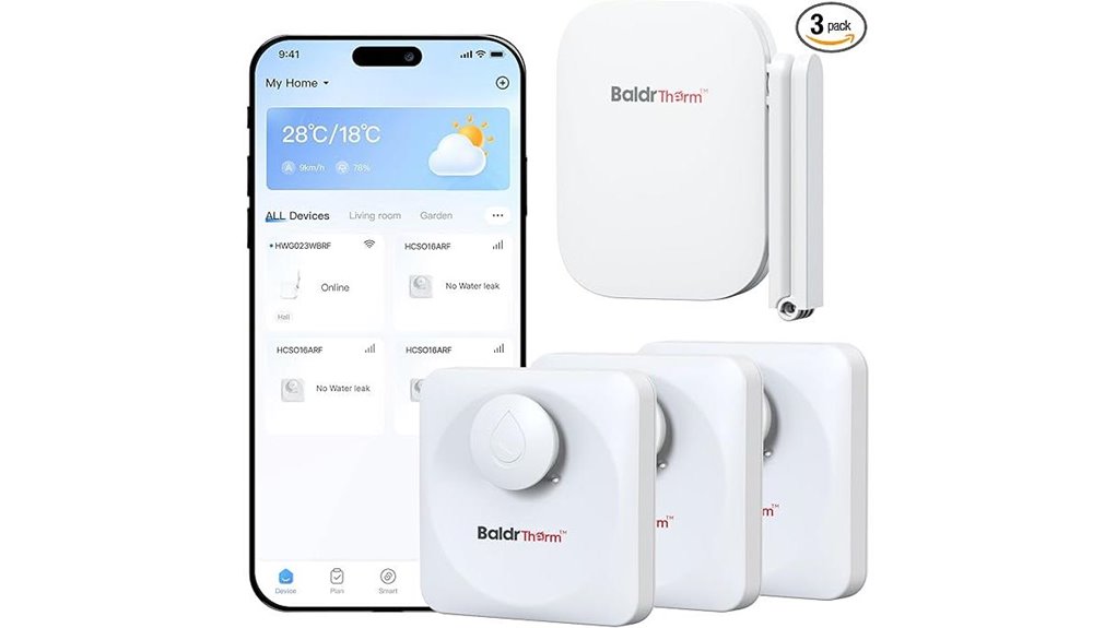 wifi water leak detectors 3 pack