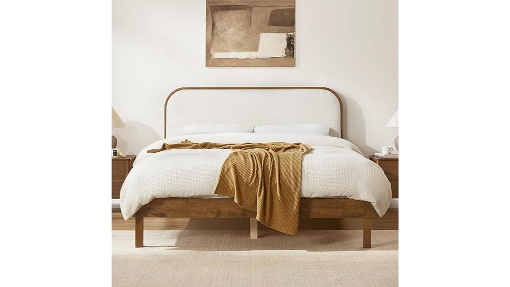 wood bed frame with upholstered headboard