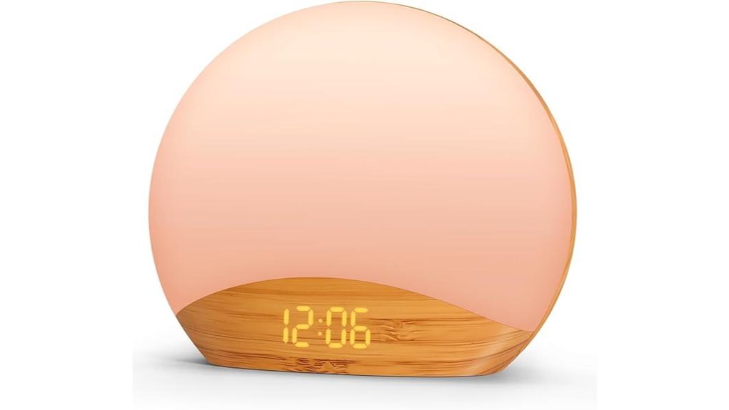 wood grain sunrise alarm clock