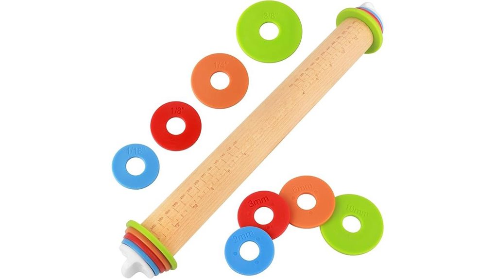 wood rolling pin with adjustable rings