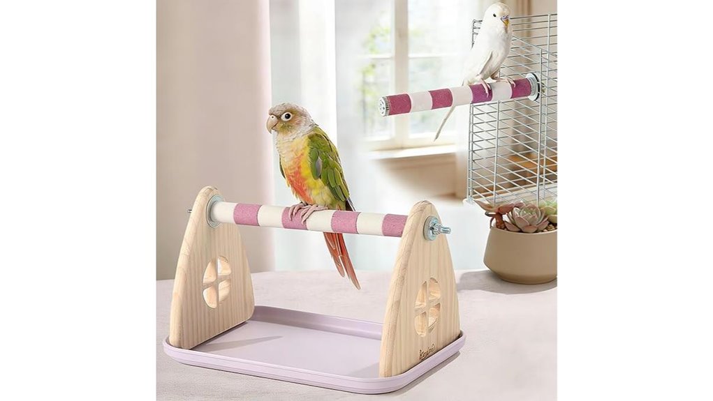 wooden 2 in 1 parrot stand