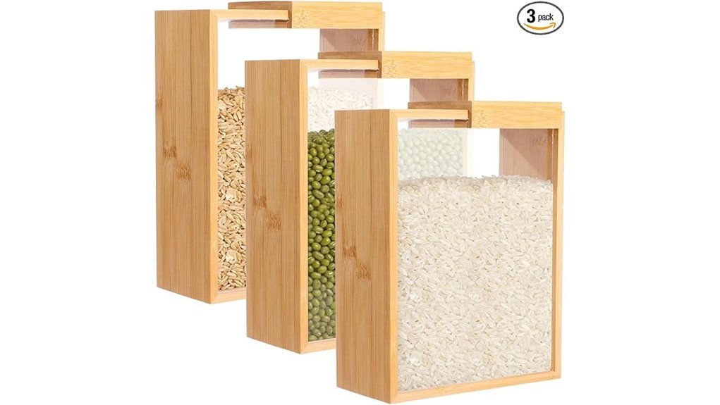 wooden cereal storage boxes