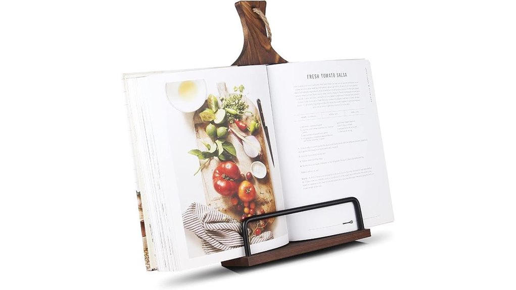 wooden counter ipad cookbook stand