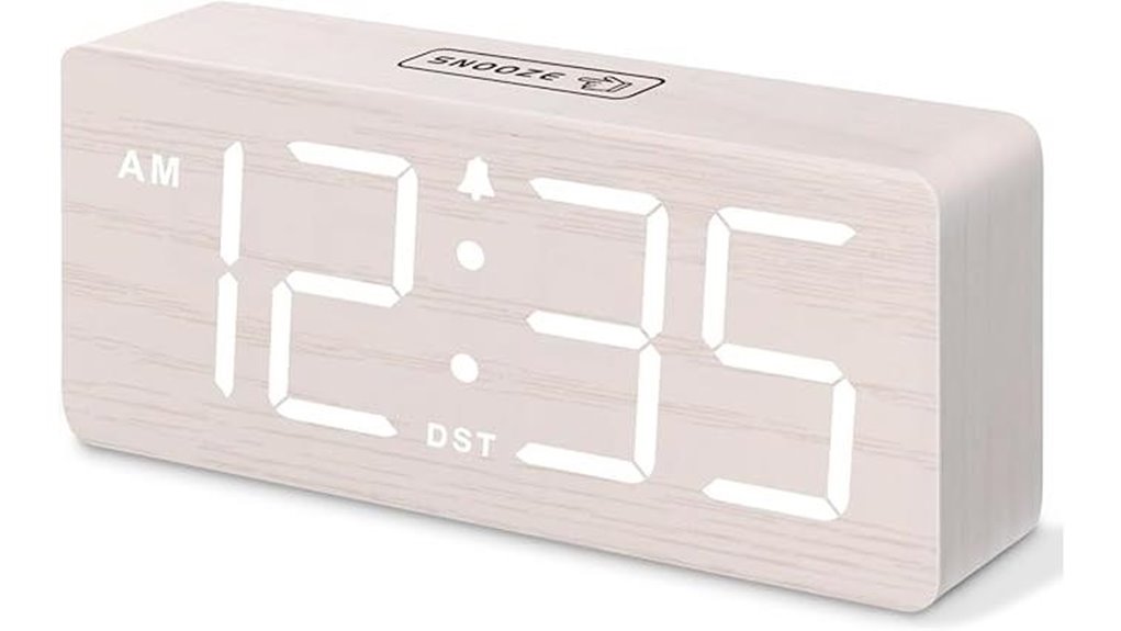 wooden digital alarm clock