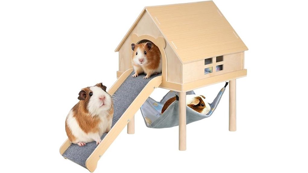 wooden double decker guinea pig hideout