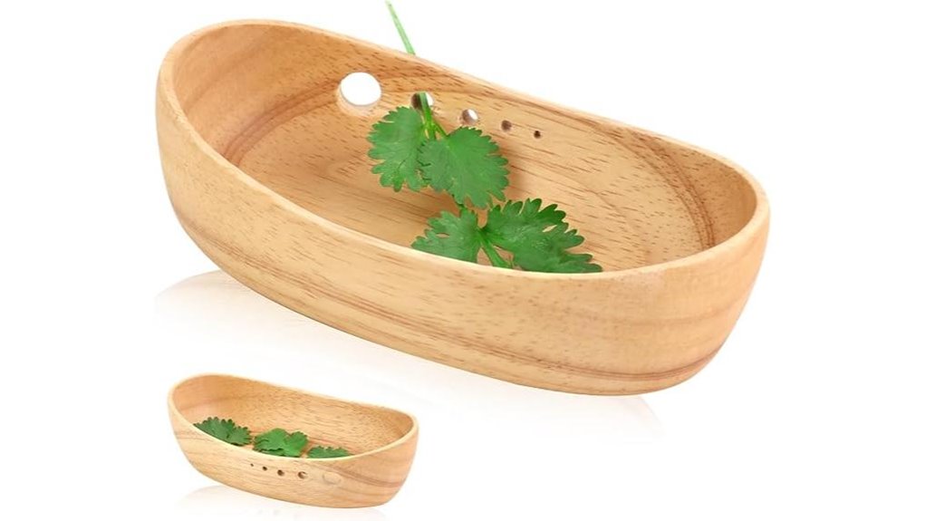 wooden herb stripper bowl