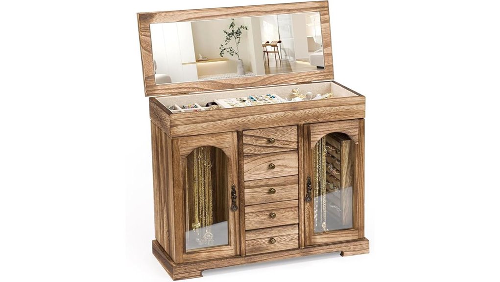 wooden jewelry box mirror
