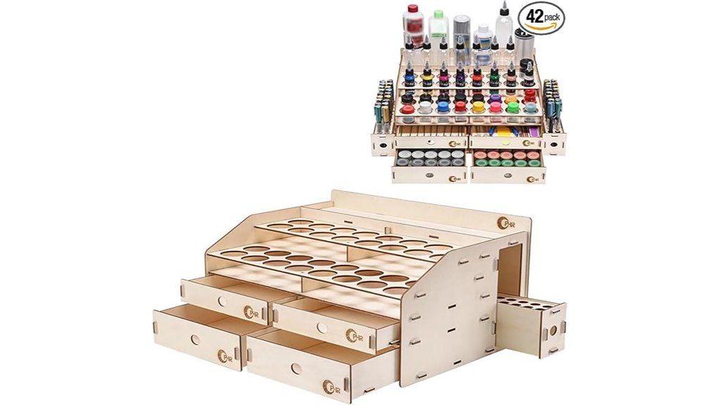 wooden paint rack organizer