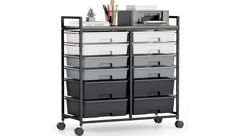wooden rolling craft cart