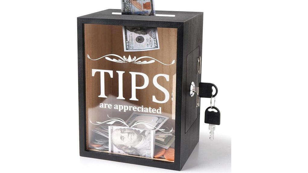 wooden tip jar 6x4 x7