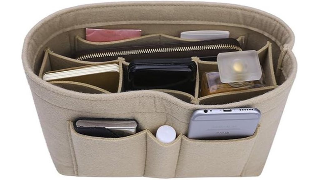 ztujo beige felt purse organizer