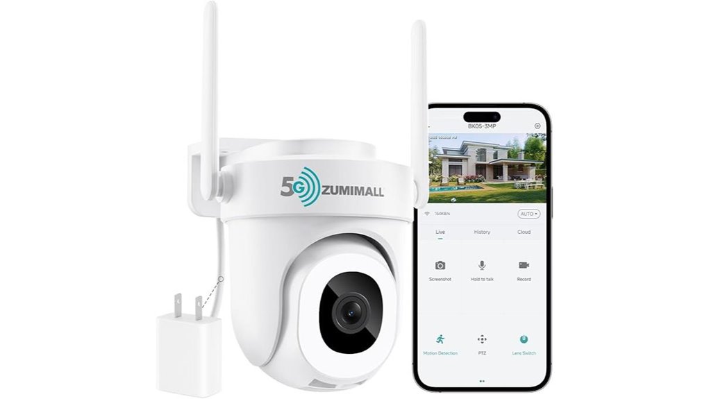zumimall 2 4g 5g wifi security camera 2k ptz